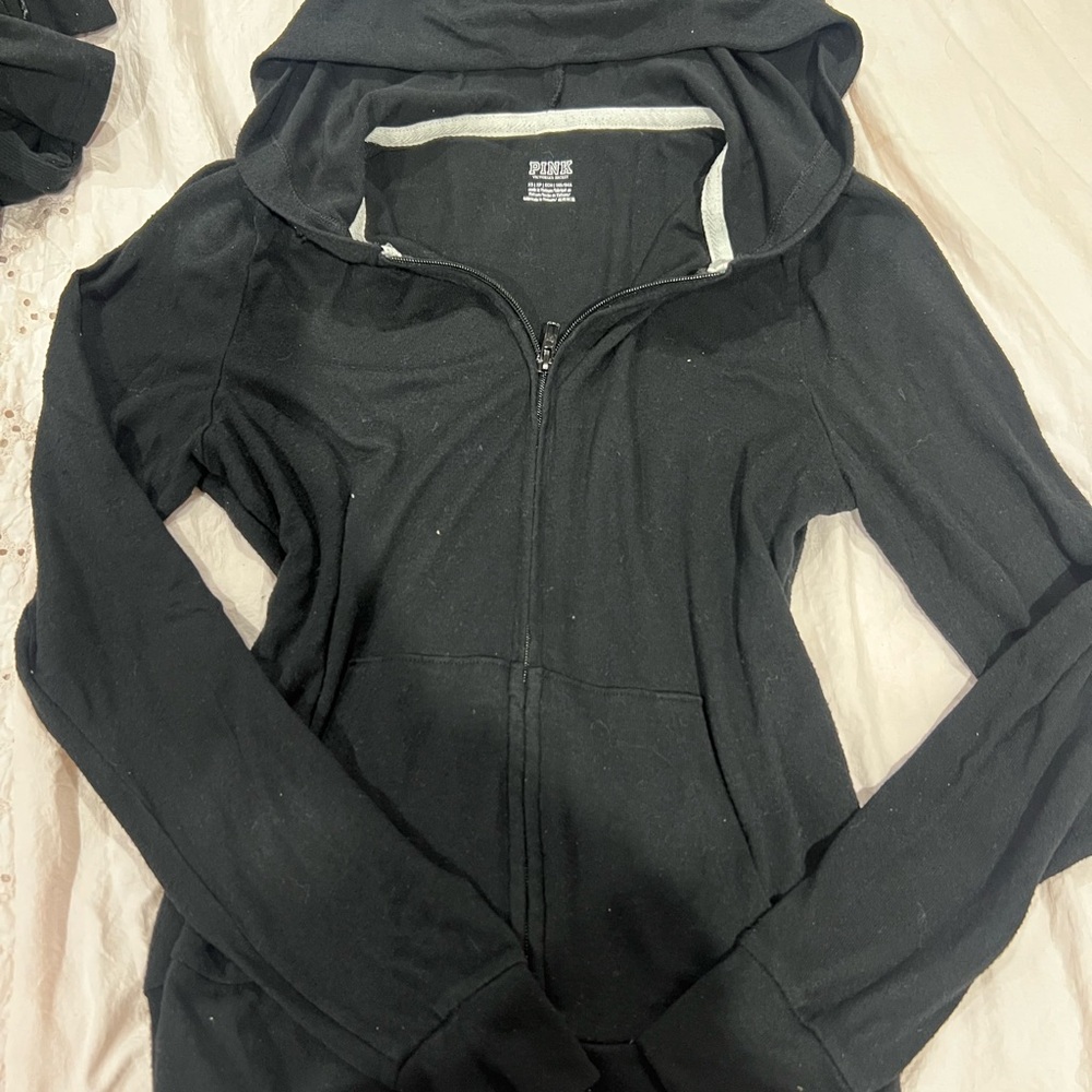 PINK Victoria's Secret Black Zip-Up Hoodie